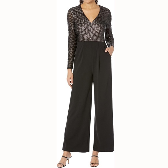 Calvin Klein - Long Sleeve Sequin Bodice Jumpsuit